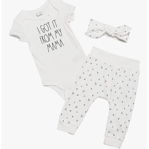 Rae Dunn Baby Cute Onesie Gift Set 3 - 6 m Bodysuit Pants Headband
